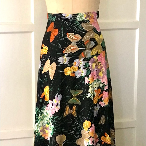 WOW MCM maxi butterfly bright print skirt primary colors BoHo, Garden party - Picture 4 of 10